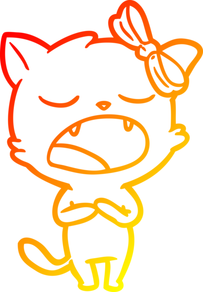 Bir insan tarafından çizilmiş şarkı söyleyen bir çizgi film kedisinin sıcak çizgi çizimi