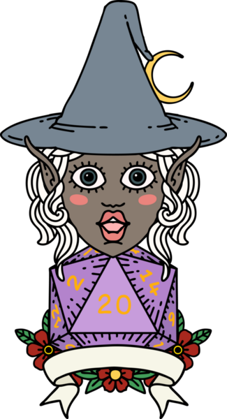 Retro Dövme Biçimli elf karakteri Bir insan tarafından çizilmiş doğal yirmi zar atışıyla