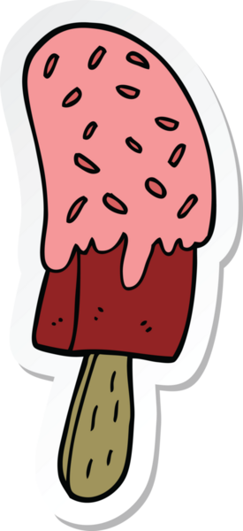 Bir insan tarafından çizilmiş karikatür dondurma etiketi.