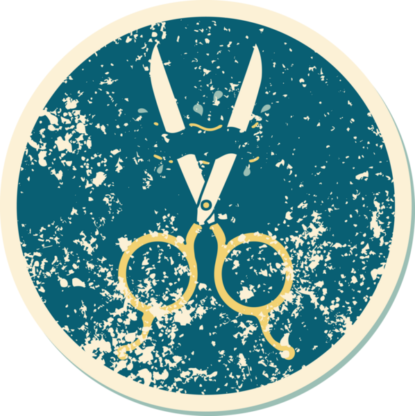 Bir insan tarafından çizilmiş berber makasının sembolik dövmeli görüntüsü