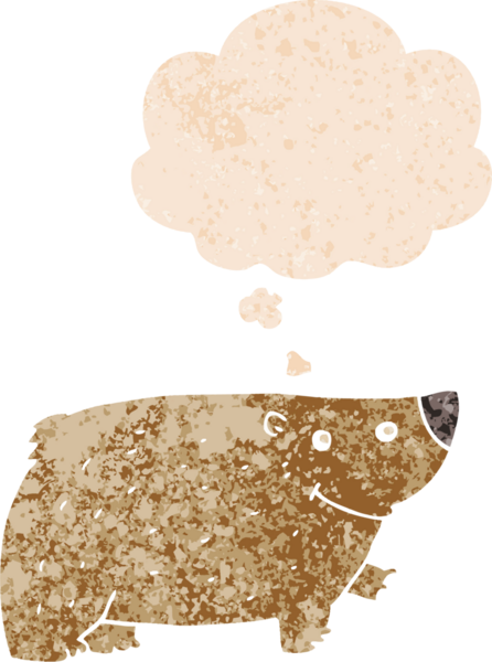 Düşünce baloncuğu ve grunge ile çizgi film ayısı bir insan tarafından çizilmiş tedirgin geçmiş doku