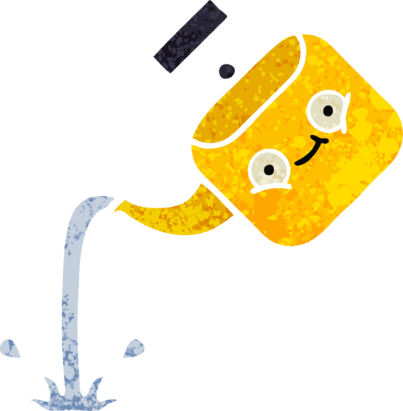 Bir insan tarafından çizilmiş bir çaydanlığın retro çizim tarzı karikatürü