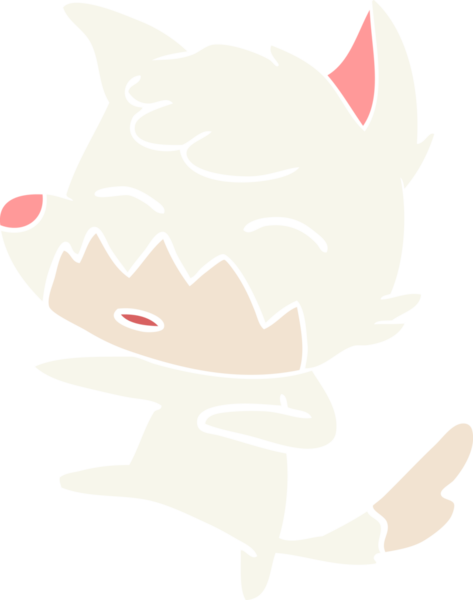 Bir insan tarafından çizilmiş düz renk çizgi film tilkisi