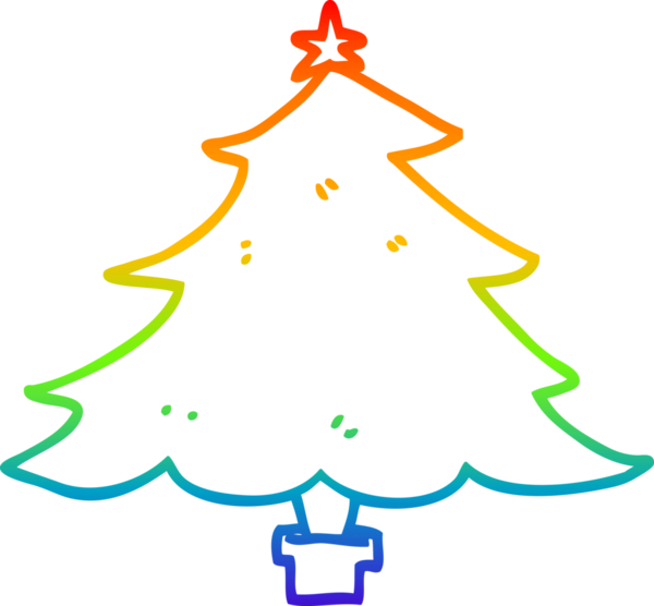 gökkuşağı gradyan çizgisi bir insan tarafından çizilmiş bir karikatür noel ağacı