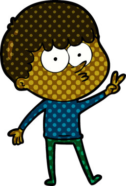 Bir insan tarafından çizilmiş, dans eden meraklı çocuk.