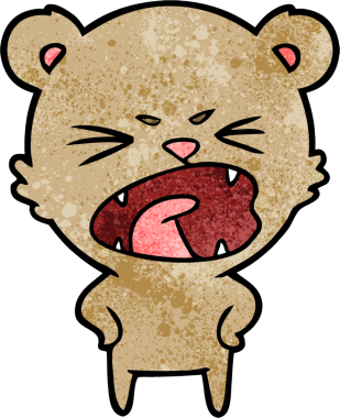 Bir insan tarafından çizilmiş kızgın çizgi film ayısı.