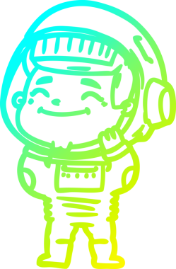 Bir insan tarafından çizilmiş mutlu bir astronotun soğuk gradyan çizimi.