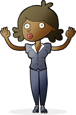 Bir insan tarafından çizilen karikatür kadın teslim oluyor.