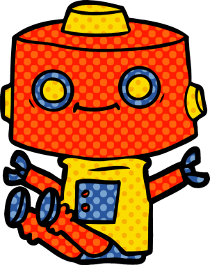 Bir insan tarafından çizilmiş çizgi film robotu