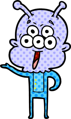 Bir insan tarafından çizilmiş mutlu uzaylı çizgi filmi.