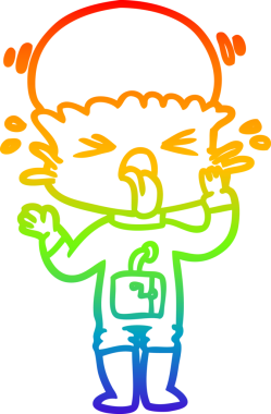 Gökkuşağı gradyanı çizimi bir insan tarafından çizilmiş garip bir uzaylı çizgi filmi.