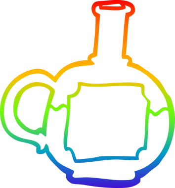 Gökkuşağı gradyan çizgisi bir insan tarafından çizilmiş iksir şişesi karikatürü