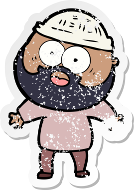 Bir insan tarafından çizilmiş sakallı bir adamın sıkıntılı çıkartması.