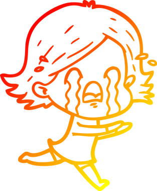 Bir insan tarafından çizilmiş, ağlayan bir çizgi kadın çizimi.