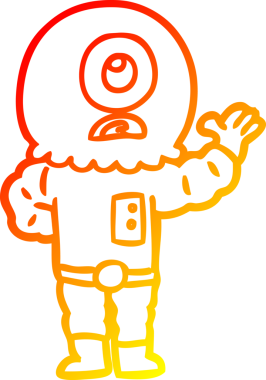 Bir insan tarafından çizilmiş sıcak çizgi çizgi çizimi Kiklops uzaylı uzay adamı