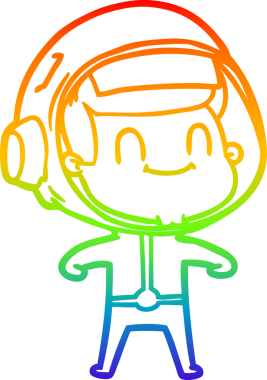 gökkuşağı gradyan çizimi mutlu bir çizgi astronot çizimi bir insan tarafından çizildi