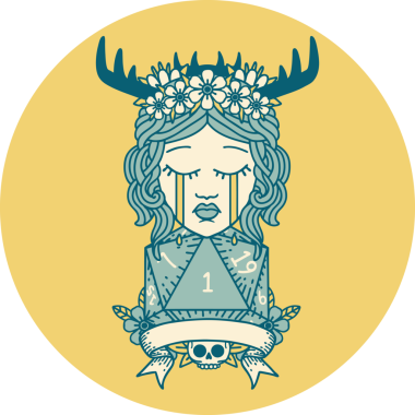 Bir insan tarafından çizilmiş doğal bir rulo ile ağlayan insan Druid ikonu