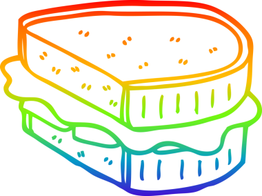 gökkuşağı gradyan çizimi bir insan tarafından çizilmiş bir karikatür yüklü sandviç