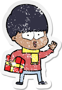 Bir insan tarafından çizilmiş mutlu bir çocuğun sıkıntılı çıkartması.