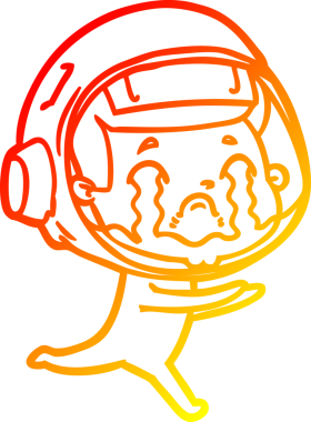 Bir insan tarafından çizilmiş, ağlayan bir astronotun sıcak çizgi çizimi