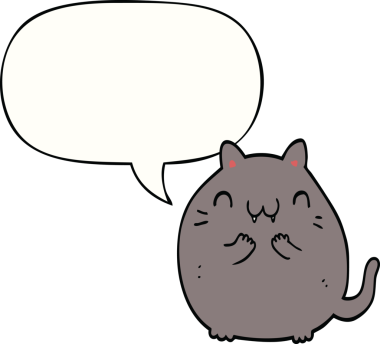 Bir insan tarafından çizilmiş mutlu çizgi film kedisi.