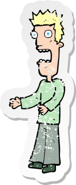 Bir insan tarafından çizilmiş bir karikatürcünün gerilimli çıkartması.