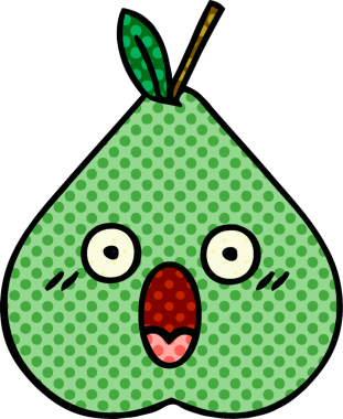 bir insan tarafından çizilmiş yeşil bir armut çizgi romanı