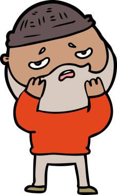 Bir insan tarafından çizilmiş sakallı endişeli bir adam.