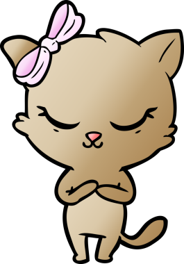 Bir insan tarafından çizilmiş sevimli çizgi film kedisi.