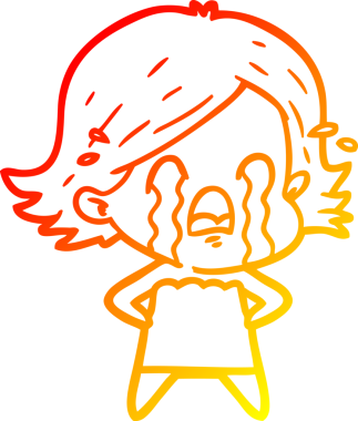 Bir insan tarafından çizilmiş, ağlayan bir çizgi kadın çizimi.