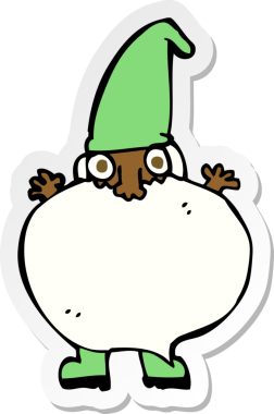 Bir insan tarafından çizilmiş küçük bir karikatür çıkartması.