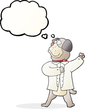 Bir insan tarafından çizilmiş serbest çizim baloncuk köpek resmi.