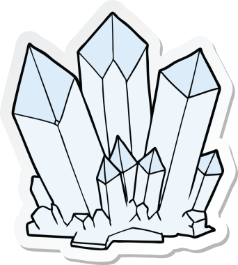 Bir insan tarafından çizilmiş bir karikatür kristalinin çıkartması.