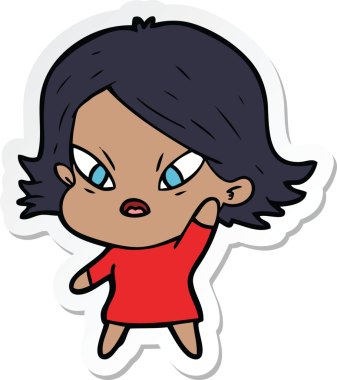 Bir insan tarafından çizilmiş bir karikatür çıkartması.