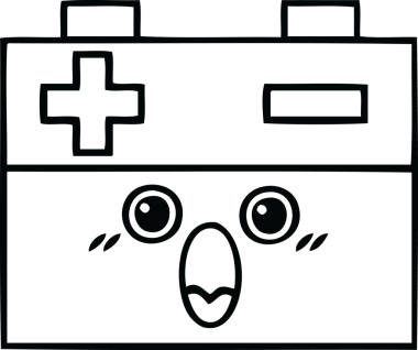 Bir insan tarafından çizilmiş araba aküsünün çizgi çizimi