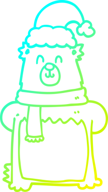 Bir insan tarafından çizilmiş noel şapkası giyen bir ayının çizimi.