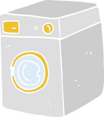 Bir insan tarafından çizilmiş çamaşır makinesinin düz renk çizimi