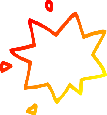 Bir insan tarafından çizilmiş bir çizgi film patlama sembolünün sıcak gradyan çizimi