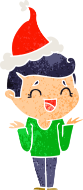 Gülen, kafası karışmış, Noel Baba şapkası takan bir adamın insan tarafından çizilmiş eski bir karikatürü.