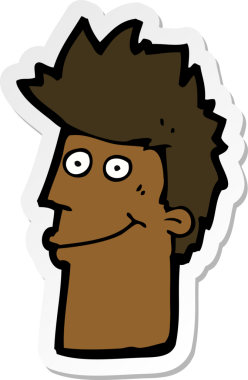 Bir insan tarafından çizilmiş mutlu bir adamın çıkartması.