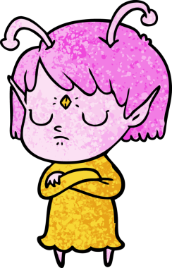 Bir insan tarafından çizilmiş uzaylı kız.