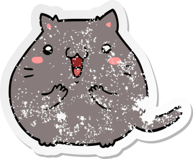 Bir insan tarafından çizilmiş mutlu çizgi film kedisinin sıkıntılı çıkartması.