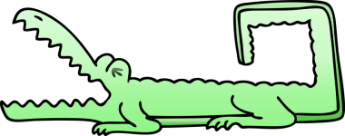 bir insan tarafından çizilmiş gölgeli garip timsah çizgi filmi.