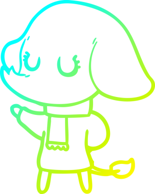 Bir insan tarafından çizilmiş şirin bir filin soğuk gradyan çizgisi