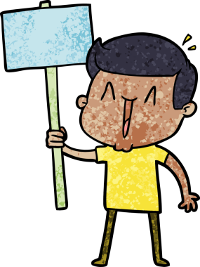 Bir insan tarafından çizilmiş heyecanlı bir çizgi film.