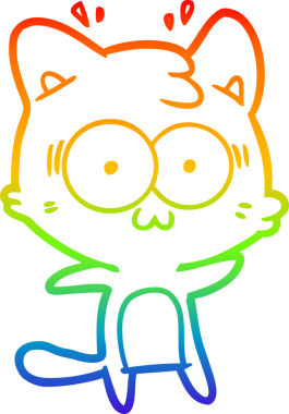 gökkuşağı gradyan çizgi çizimi bir insan tarafından çizilmiş sürpriz bir kedi