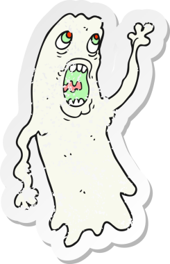 Bir insan tarafından çizilmiş karikatür bir hayaletin gerilmiş çıkartması.