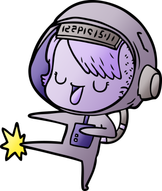 Bir insan tarafından çizilmiş astronot kadın.