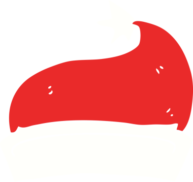 Bir insan tarafından çizilen noel şapkasının düz renk çizimi