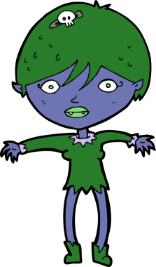 Bir insan tarafından çizilmiş vampir kız çizgi filmi.